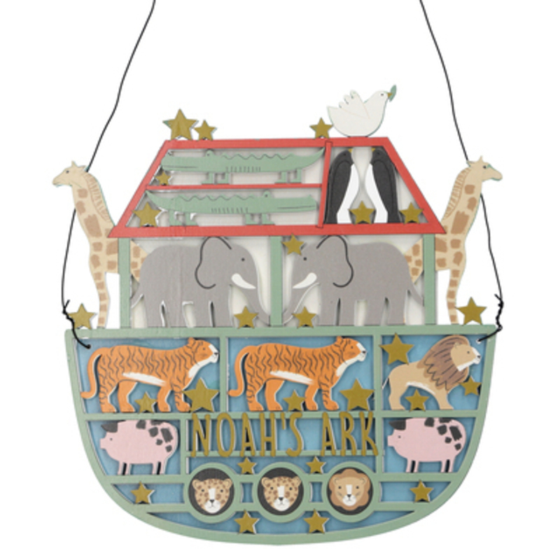 Noahs Ark Wooden Fretwork Hanging Plaque by Gisela Graham